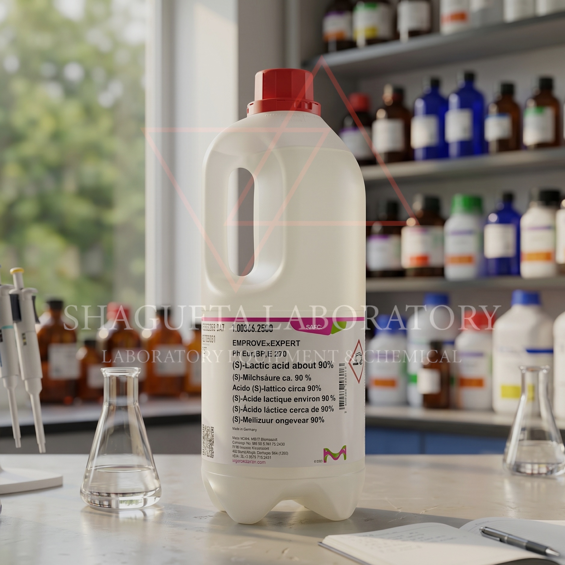 Asam Laktat 90% Merck EMSURE® EMPROVE® EXPERT kualitas tinggi untuk kebutuhan laboratorium, analisis, quality control, riset, pendidikan, dan aplikasi industri. Memiliki kemurnian tinggi dengan standar farmakope Ph Eur dan BP, cocok untuk penggunaan profesional di laboratorium maupun industri.