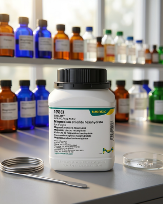 Magnesium Chloride Hexahydrate EMSURE® Merck 105833 merupakan reagen kimia laboratorium berkualitas tinggi grade ACS, ISO, dan Ph Eur untuk kebutuhan analisis, penelitian, quality control, preparasi larutan, dan aplikasi industri profesional. Cocok digunakan pada laboratorium pendidikan, farmasi, penelitian, dan institusi industri.