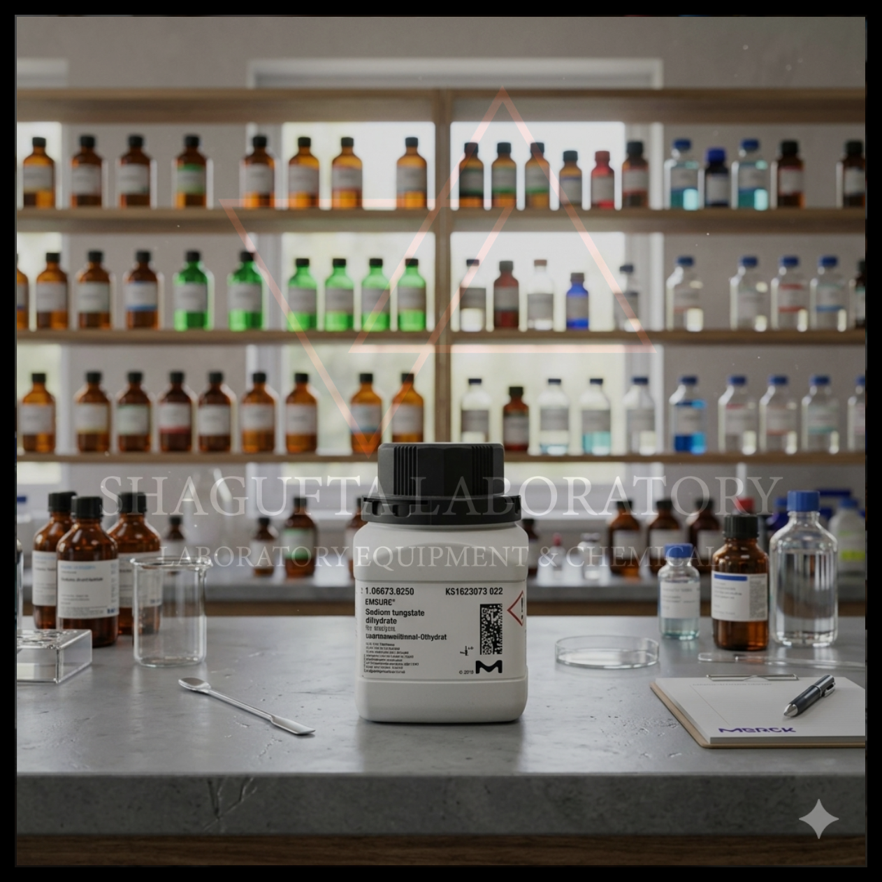 Supelco EMSURE® Sodium Tungstate Dihydrate for Analysis merupakan bahan kimia laboratorium analytical grade berkualitas tinggi untuk kebutuhan penelitian, quality control (QC), analisis kimia, pendidikan, dan aplikasi industri. Produk original Merck/Supelco dengan kemurnian tinggi dan stabilitas optimal untuk hasil pengujian yang akurat dan konsisten.