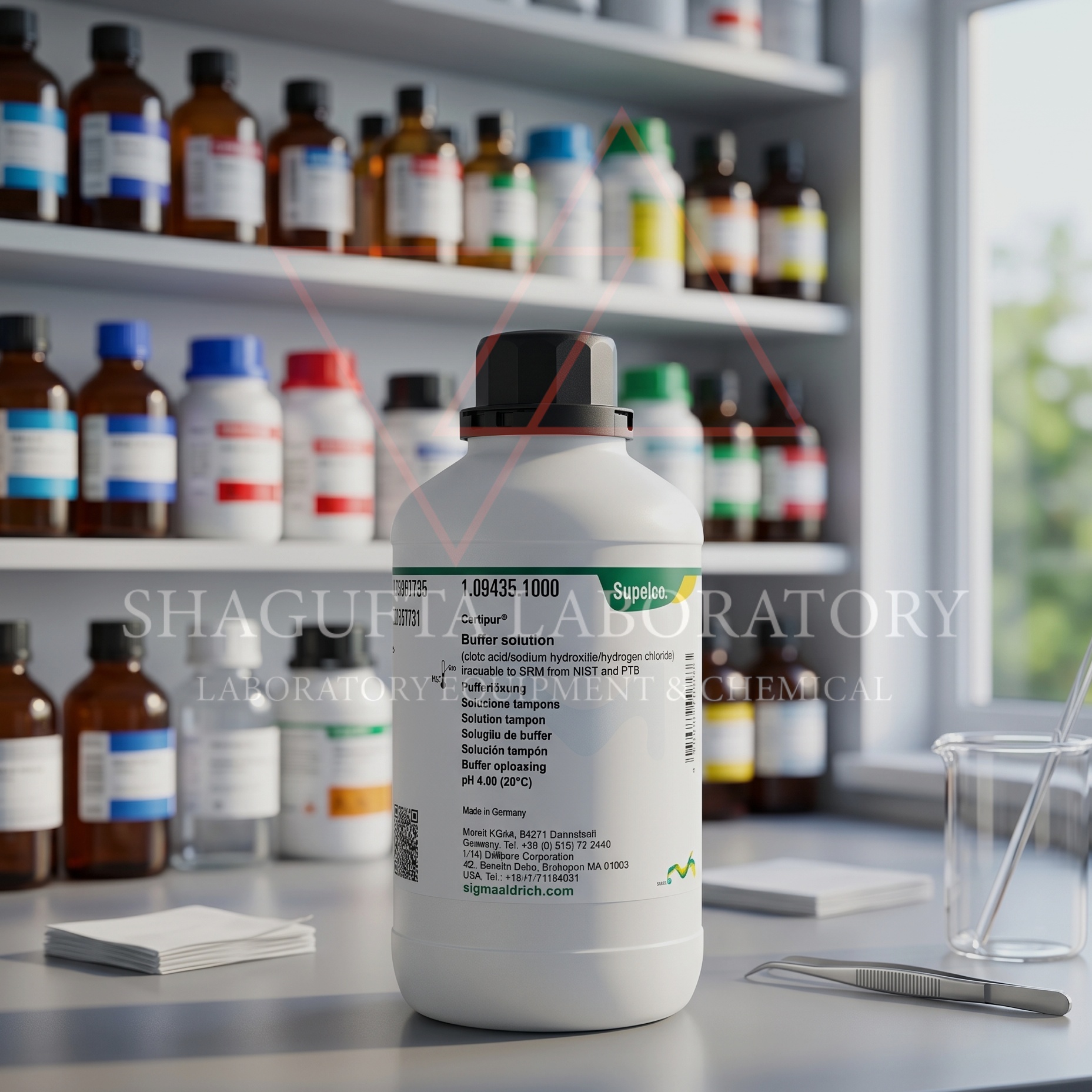 Supelco Certipur Buffer Solution pH 4.00 109435.1000 Traceable to NIST & PTB | Buffer Calibration Solution