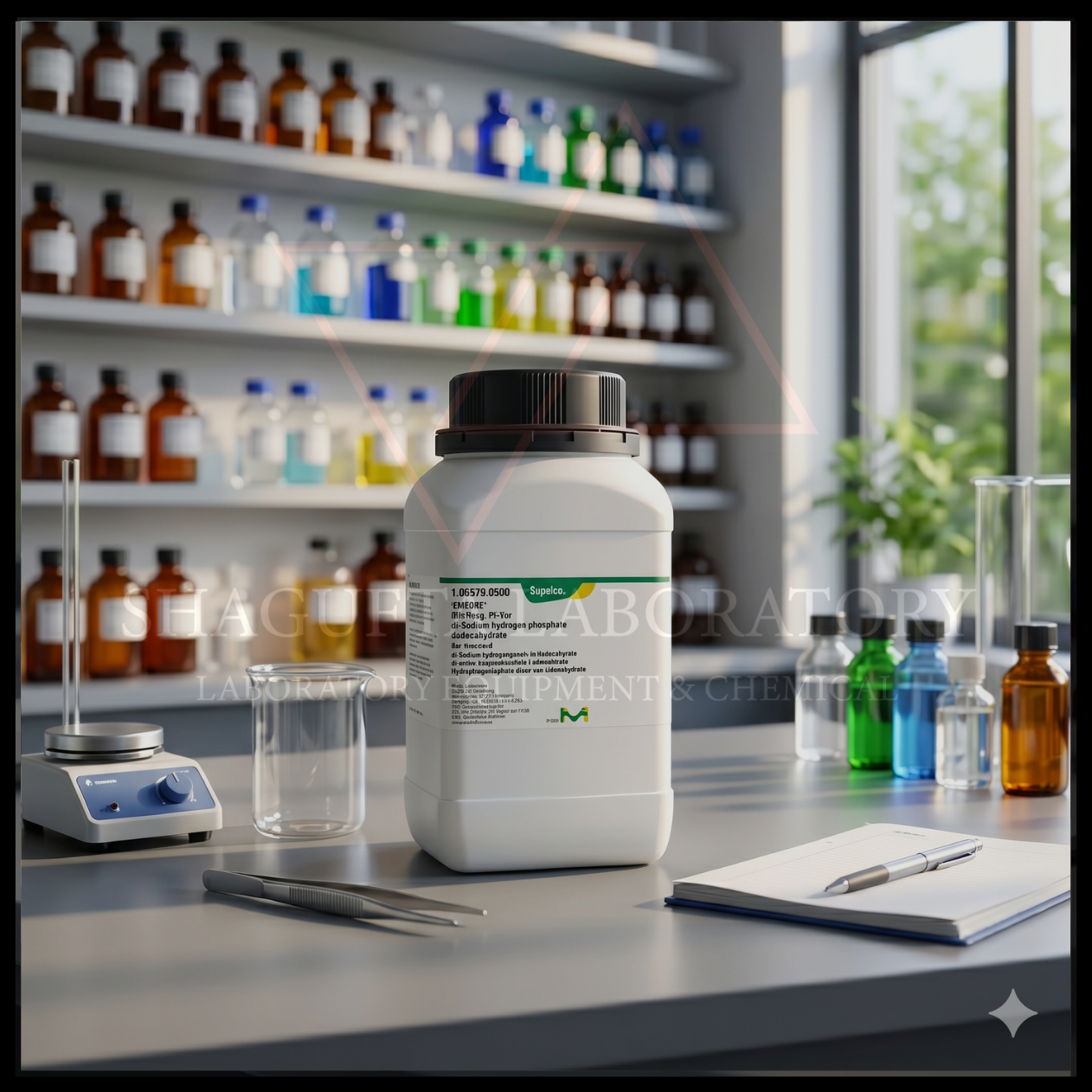 Supelco EMSURE® Di-Sodium Hydrogen Phosphate Dodecahydrate grade ISO dan Reag. Ph Eur untuk kebutuhan laboratorium, penelitian, quality control, pendidikan, dan industri. Reagen berkualitas tinggi dengan stabilitas dan konsistensi terpercaya untuk aplikasi analitik dan buffer laboratorium.