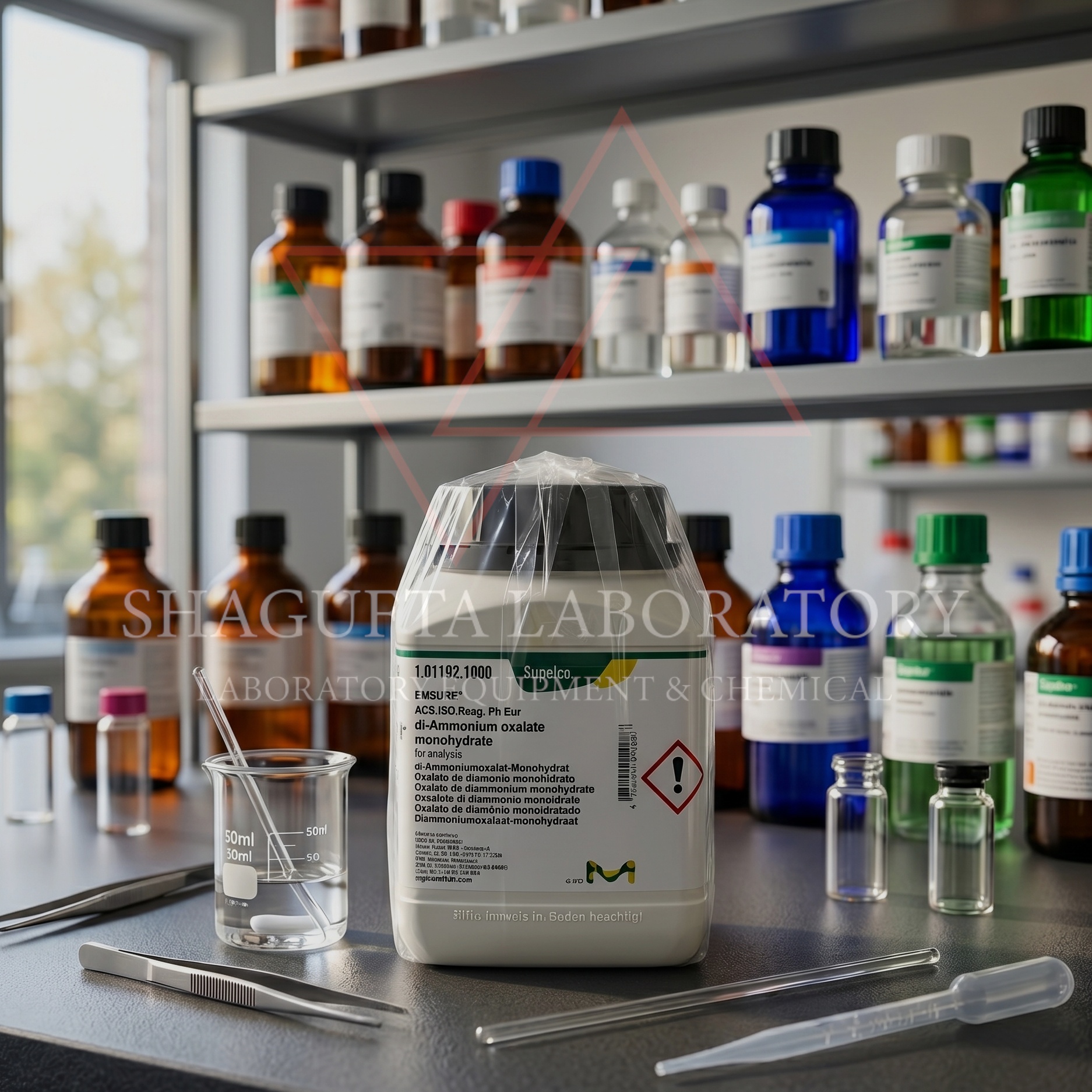 Ammonium Oxalate Monohydrate EMSURE ACS ISO Reag. Ph Eur Supelco Merck 1000g merupakan bahan kimia laboratorium berkualitas tinggi untuk kebutuhan analisis, quality control, penelitian, pendidikan, dan aplikasi industri. Memiliki kemurnian tinggi dan cocok digunakan sebagai reagen analitik profesional.