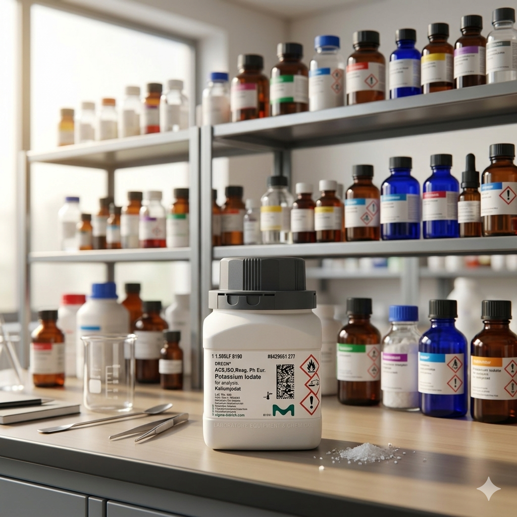 Potassium Iodate EMSURE® Merck 105051 adalah bahan kimia analytical grade berkualitas tinggi untuk kebutuhan laboratorium, penelitian, quality control, pendidikan, dan aplikasi industri. Memenuhi standar ACS, ISO, dan Reag. Ph Eur untuk hasil analisis yang akurat dan konsisten.
