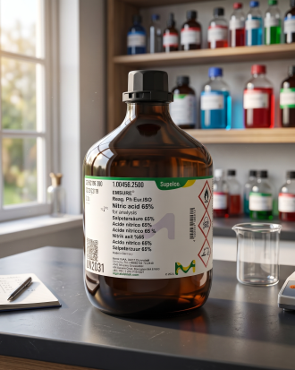Nitric Acid 65% Merck EMSURE 100ML – Asam Nitrat Analytical Grade untuk Laboratorium, QC & Industri (REPACK)